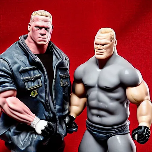 Prompt: john cena and brock lesnar with detailed face