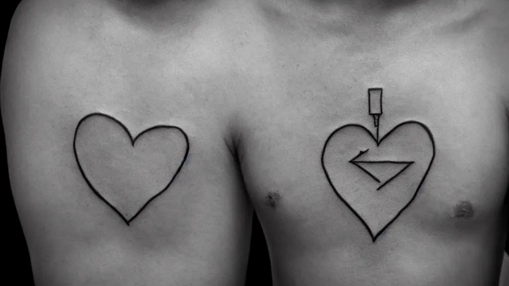 Prompt: tattoo ink of a heart with an arrow passing through it