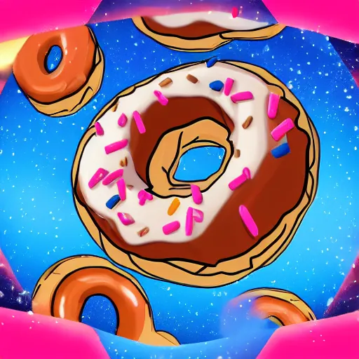 Prompt: Two cartoon donuts battling each other, battle scene