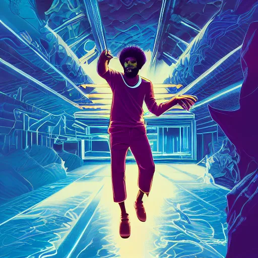 Prompt: the second coming of childish gambino with donald glover by dan mumford, yusuke murata, makoto shinkai, ross tran, cosmic, heavenly, god rays, intricate detail, cinematic, 8 k, cel shaded, unreal engine, featured on artstation, pixiv