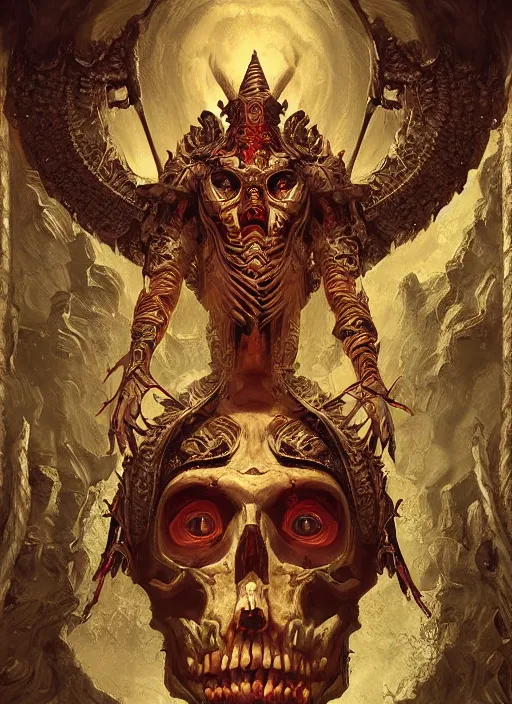 Image similar to digital _ painting _ of _ cizin mayan god of death _ by _ filipe _ pagliuso _ and _ justin _ gerard _ symmetric _ fantasy _ highly _ detailed _ realistic _ intricate _ port