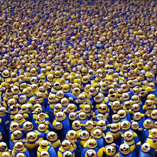 Image similar to 5 5 minions living. real photography, 8 k