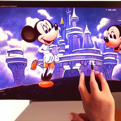 Image similar to a guy watching youtube, 8 k, photorealistic, disney concept drawing