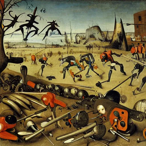 Image similar to cyborgs by pieter bruegel the elder