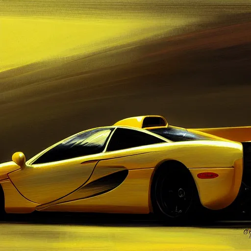 Image similar to a cinematic painting of a 2 0 0 4 mclaren f 1 race car by greg rutkowski, rim light, highly detailed, beautiful