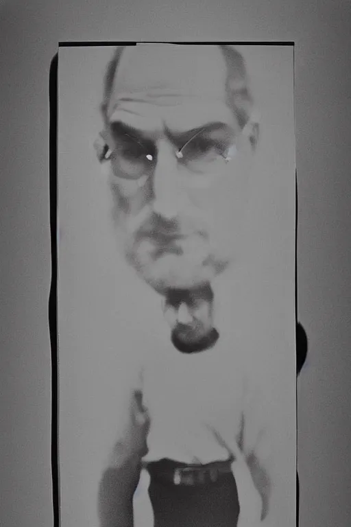 Prompt: steve jobs, outlaw, portrait, full body, symmetrical features, silver iodide, 1 8 8 0 photograph, sepia tone, aged paper, sergio leone, master prime lenses, cinematic