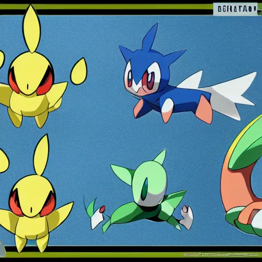 Prompt: portrait of one completely new, non - existing pokemon, new generation starter, very detailed, slick design, by ken sugimori