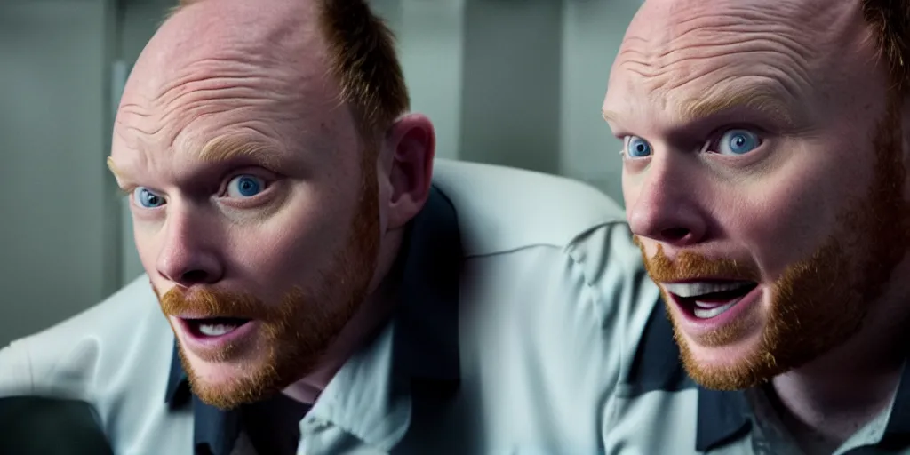 Image similar to a film still of Bill burr in Prey, high quality