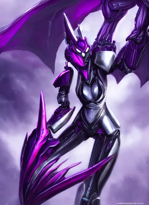 Prompt: cinematic goddess body shot, cosmic size beautiful stunning hot anthropomorphic robot mecha female dragon, sleek dragon head, metal ears, led purple eyes, smooth fuschia skin, smooth silver armor, in space, epic proportions, macro, epic size, epic scale, furry art, dragon art, giantess art, warframe fanart, furaffinity, octane