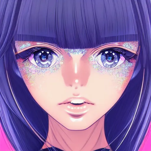 Image similar to close up portrait of a cute victoria justice glitter diamonds by range murata go nagai new type magazine uhd 8 k depth of field sharp crisp 3 d digital manga art complimentary color radiant trending on pinterest winner of illustrator award