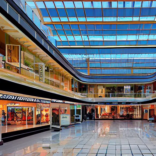 Prompt: a photograph of a shopping mall designed by Victor Vasarely