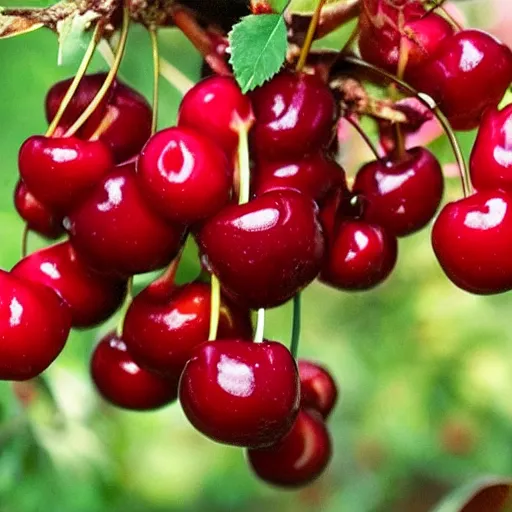 Prompt: Cherry explosion, realistic explosion, cherries exploding