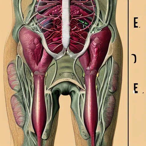 Prompt: medical illustration of a dissected alien