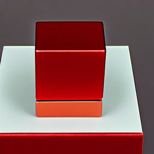 Prompt: a red metallic cube