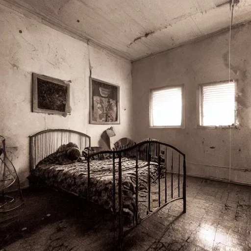 Prompt: photo of a creepy room