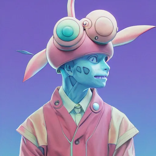 Image similar to a pokemon:: by guillermo del toro and Martine Johanna and Simon Stålenhag and Chie Yoshii frank Lloyd Wright:: dynamic, particulate, pastel colors, intricate, elegant, highly detailed, centered, artstation, smooth, sharp focus, octane render, 3d