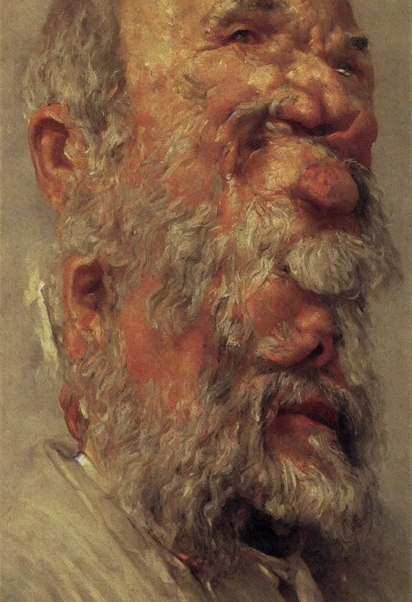 Image similar to Painting by Ilya Repin, face, portrait of an old man