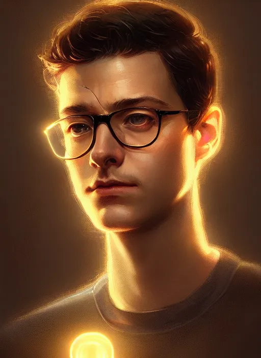 Image similar to portrait of peter parker, intricate, elegant, glowing lights, highly detailed, digital painting, artstation, concept art, smooth, sharp focus, illustration, art by wlop, mars ravelo and greg rutkowski