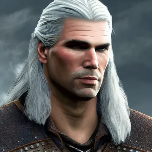 Image similar to anson mount as geralt, photorealistic