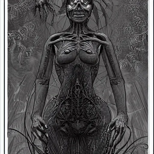 Prompt: a human being possessed by a 4th dimensional reptilian which controls her from behind, spooky, dark, creepy, trending on artstation, intricate detail, smokey