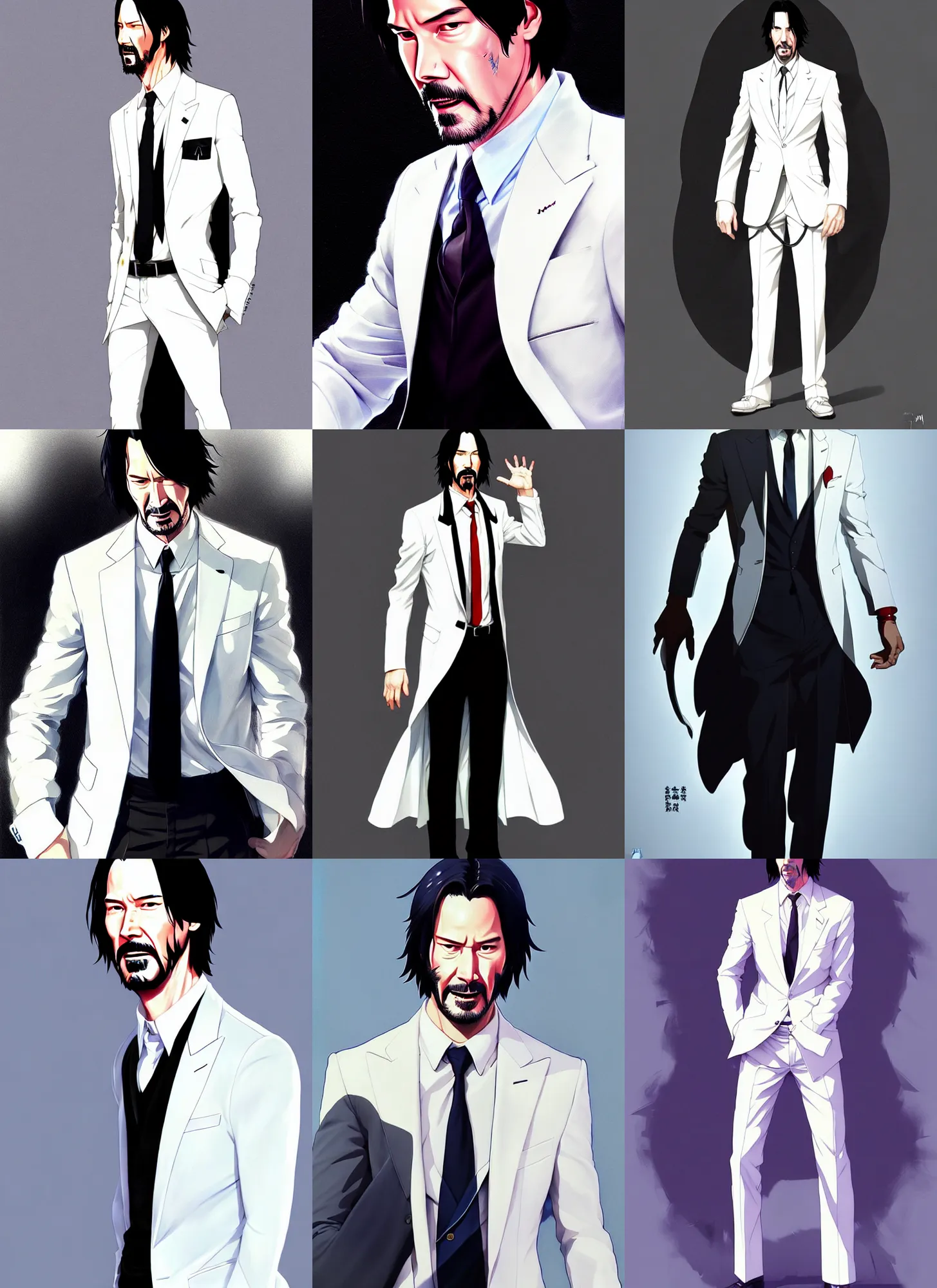 Prompt: keanu reeves in white suit costume, male, portrait shinkai makoto studio ghibli studio key hideaki anno sakimichan stanley artgerm lau rossdraws james jean marc simonetti elegant highly detailed digital painting artstation pixiv