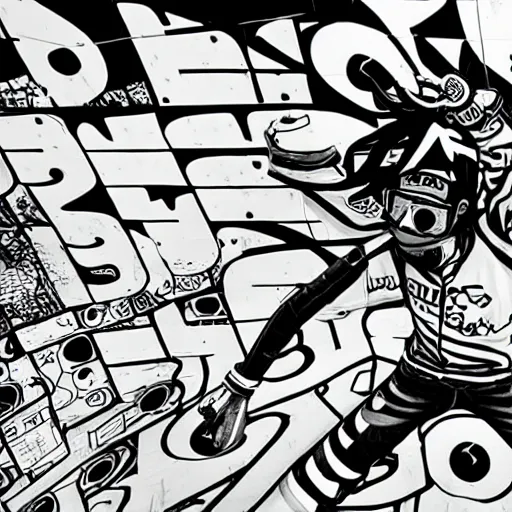 Image similar to Jet Set Radio, 8K HD, black and white