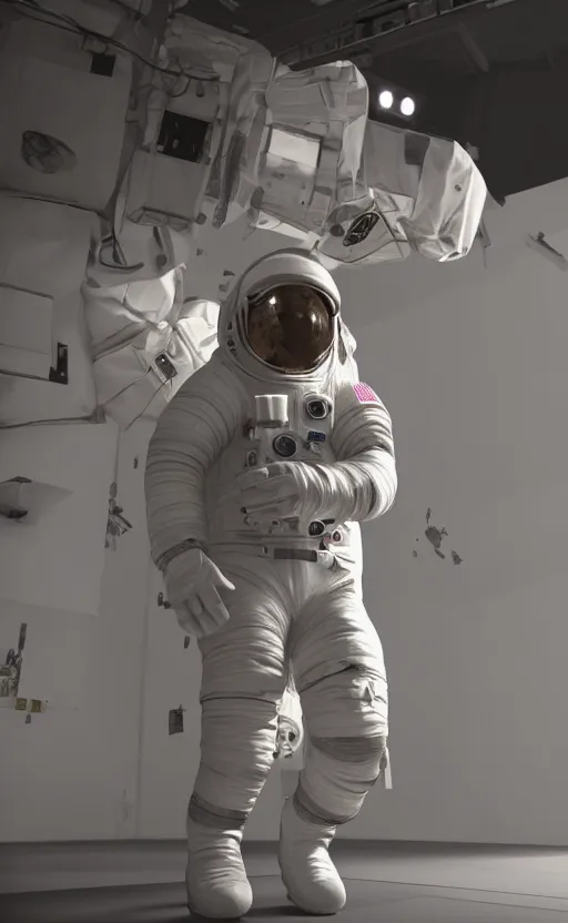 Prompt: astronaut wearing a dress by alexander mcqueen, catwalk, soft ambient lighting, photorealism, unreal engine