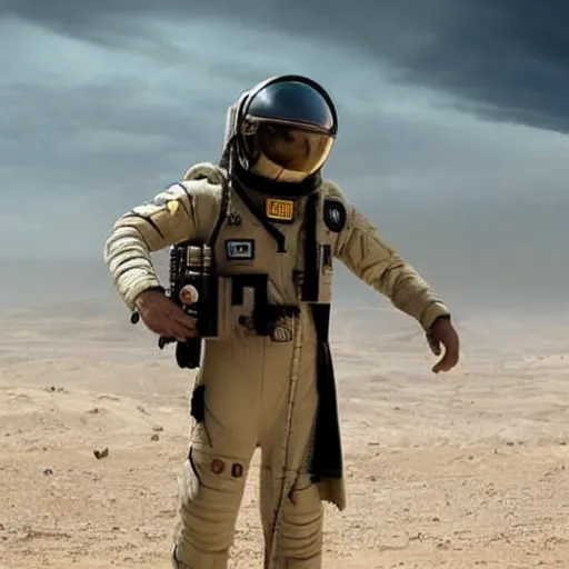 Prompt: kurdish astronaut in a movie directed by christopher nolan, movie still frame, promotional image, imax 7 0 mm footage