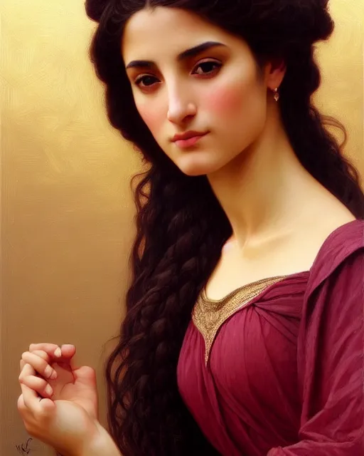 Image similar to photo of a gorgeous young middle-eastern woman in the style of stefan kostic, realistic, sharp focus, 8k high definition, insanely detailed, intricate, elegant, art by stanley lau and artgerm, William-Adolphe Bouguereau