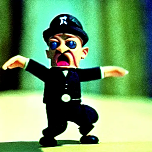 Image similar to claymation hitler as a pokemon by jan svankmajer, hyperrealistic, very detailed, tim burton, 3 5 mm film still, gothic, horror, eldritch