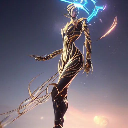 Prompt: highly detailed exquisite stunning fanart, of a beautiful female warframe, elegant pose, epic cinematic shot, DeviantArt, high quality artstation, HD octane render