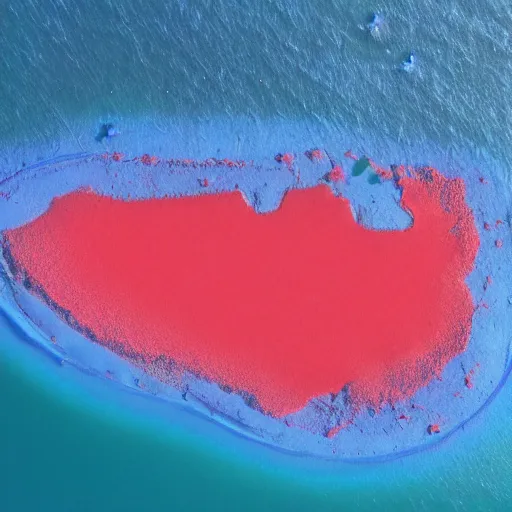 Image similar to island made of blue and red light