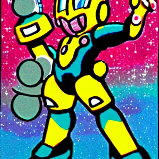 Prompt: galaxyman ( from megaman 9 ) in the style of hirohiko araki