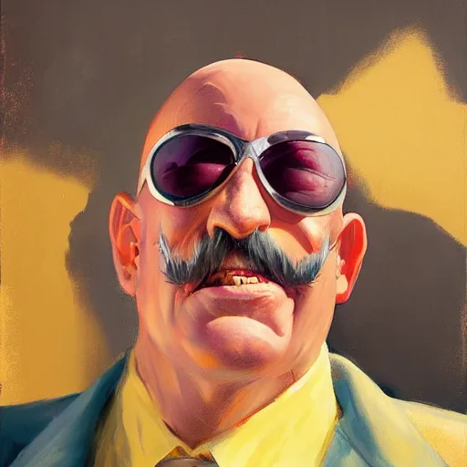 Image similar to greg manchess portrait painting of doctor eggman, medium shot, asymmetrical, profile picture, organic painting, sunny day, matte painting, bold shapes, hard edges, street art, trending on artstation, by huang guangjian and gil elvgren and sachin teng