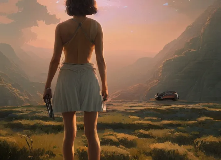 Image similar to highly detailed vanishing - point of natalie portman, in gta v, stephen bliss, unreal engine, fantasy art by greg rutkowski, loish, rhads, ferdinand knab, makoto shinkai and lois van baarle, ilya kuvshinov, rossdraws, tom bagshaw, global illumination, radiant light, detailed and intricate environment