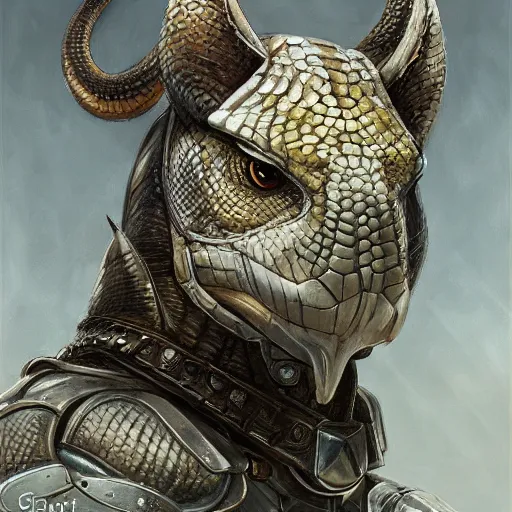 Prompt: snake animal as a realistic fantasy knight, closeup portrait art by donato giancola and greg rutkowski, realistic face, digital art, trending on artstation, symmetry!!