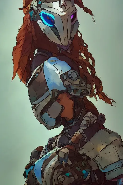 Image similar to combination suit armor aloy horizon forbidden west horizon zero dawn robot ninja mask helmet backpack tribal, art gta 5 comics, official fanart behance hd artstation by jesper ejsing, by rhads, makoto shinkai and lois van baarle, ilya kuvshinov, ossdraws radiating a glowing aura cgi rtx 2 0 2 2