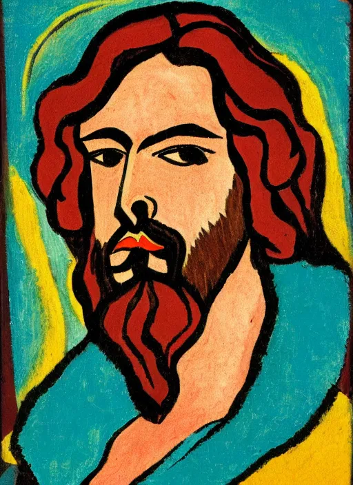 Prompt: self portrait of jesus parting seductively, 8 k cel shades, pivix, in the style of ernst ludwig kirchner