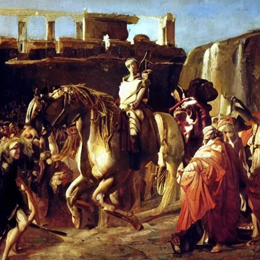 Image similar to caesar returns to rome, oil on canvas, ilya repin, 1 8 7 3