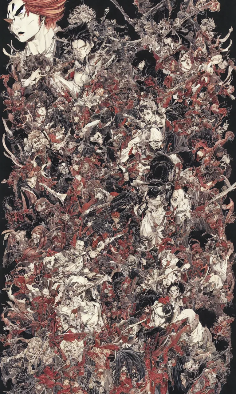 Image similar to 中 元 节, 中 国 鬼 节, king of hell, comic book page, symmetrical, by yoichi hatakenaka, masamune shirow, josan gonzales and dan mumford, ayami kojima, takato yamamoto, barclay shaw, karol bak, yukito kishiro