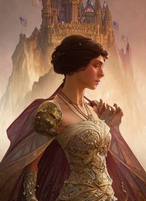 Prompt: panorama of camelot, d & d, fantasy, intricate, elegant, highly detailed, digital painting, artstation, concept art, smooth, sharp focus, illustration, art by artgerm and greg rutkowski and alphonse mucha