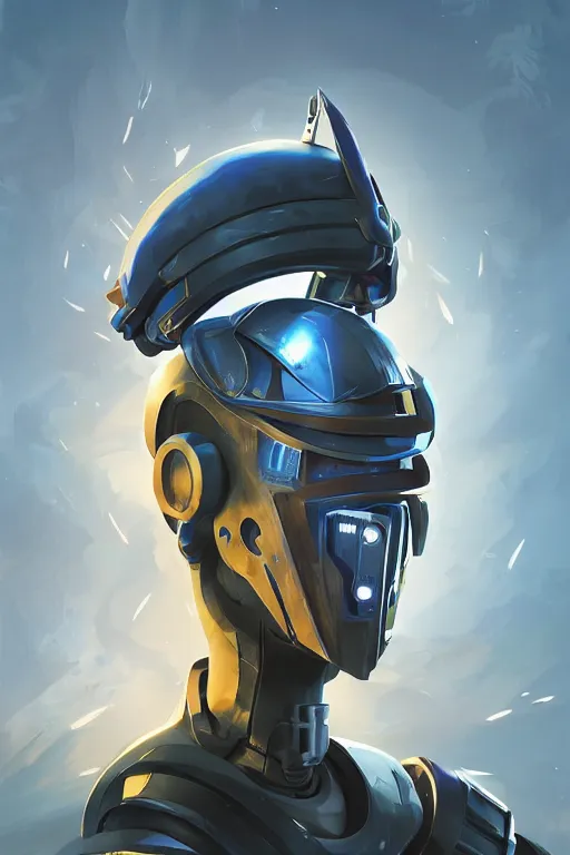 Image similar to epic mask helmet robot ninja portrait stylized as fornite style game design fanart by concept artist gervasio canda, behance hd by jesper ejsing, by rhads, makoto shinkai and lois van baarle, ilya kuvshinov, rossdraws global illumination radiating a glowing aura global illumination ray tracing hdr render in unreal engine 5