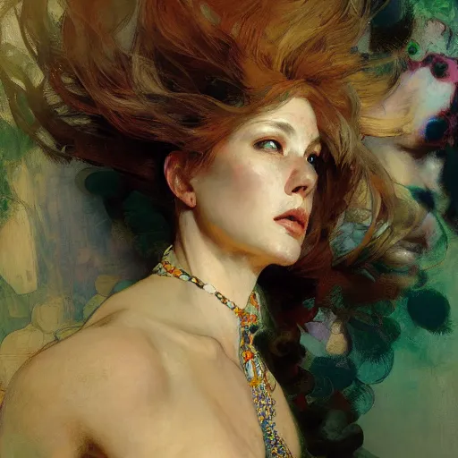 Image similar to mandelbulb portrait of a beautiful woman by ruan jia, greg manchess, mucha