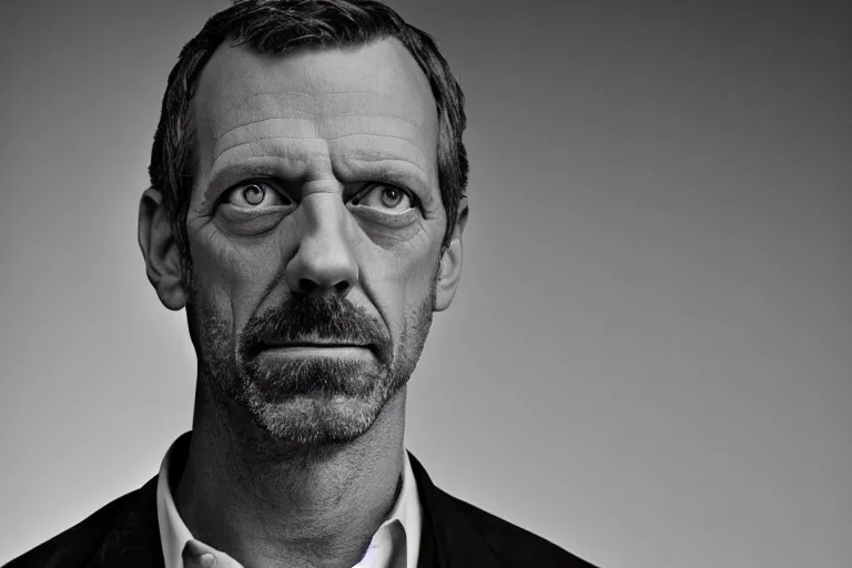 Prompt: a portrait photograph of Dr. Gregory House from TV series House, high resolution image taken with a DSLR camera