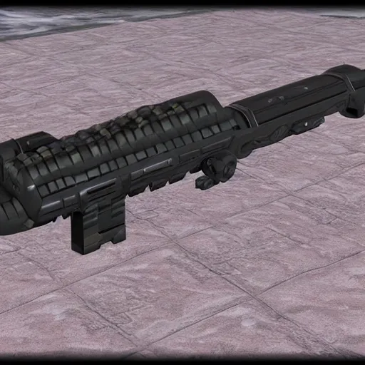 Image similar to a realistic looking photon rifle from Phantasy Star Online, high detail, high contrast, desert camouflage