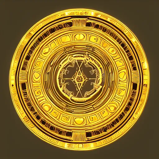 Image similar to intricate and detailed arcane symbol, circular, symmetrical, golden hues, artstation, 4 k