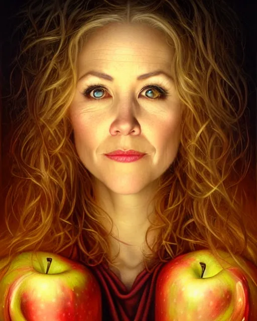 Image similar to detailed portrait of christina applegate apple!! gate!! by tomasz alen kopera and peter mohrbacher and johanna martine! and margaret keane! coherent luminescent