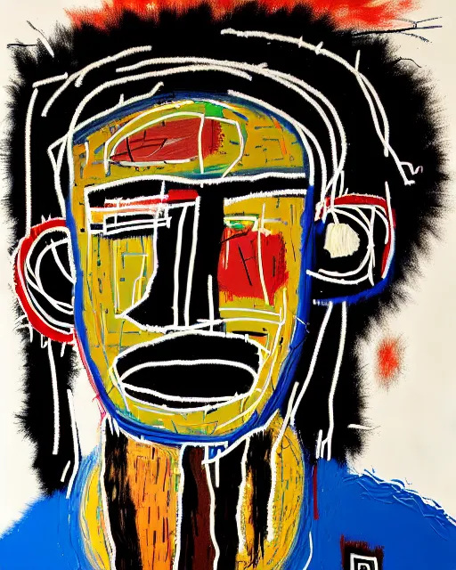 Image similar to A extremely highly detailed majestic hi-res beautiful immaculate head and shoulders award winning painting masterpiece of the face of a strong black african man by Jean-Michel Basquiat, 8k, high textures, hyper sharp, insanely detailed and intricate, super detailed, 8k HDR high quality