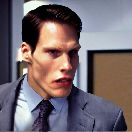 Prompt: Live Action Still of Jerma in American Psycho, real life, hyperrealistic, ultra realistic, realistic, highly detailed, epic, HD quality, 8k resolution, body and headshot, film still