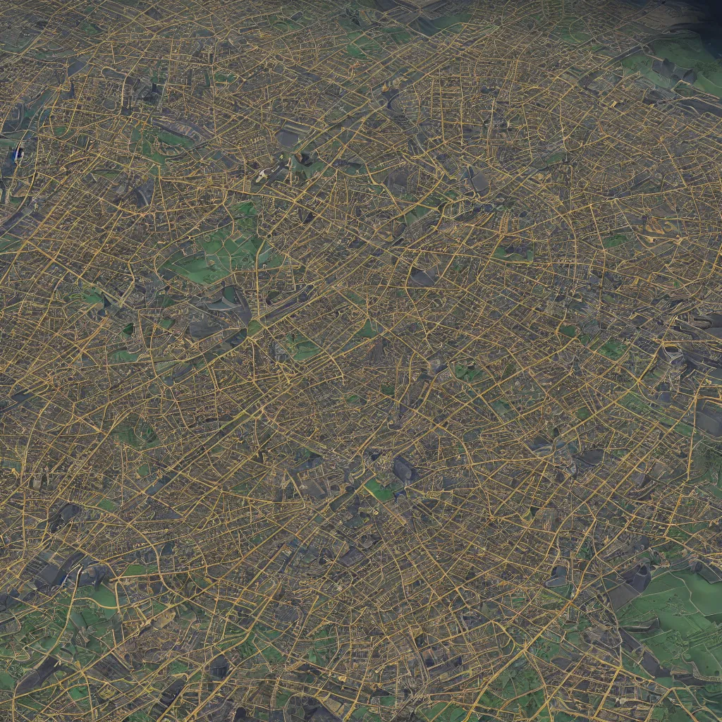 Image similar to A map of paris in Civilization 5, video game, highly detailed, intricate, 8k render, by Greg Rutkowski